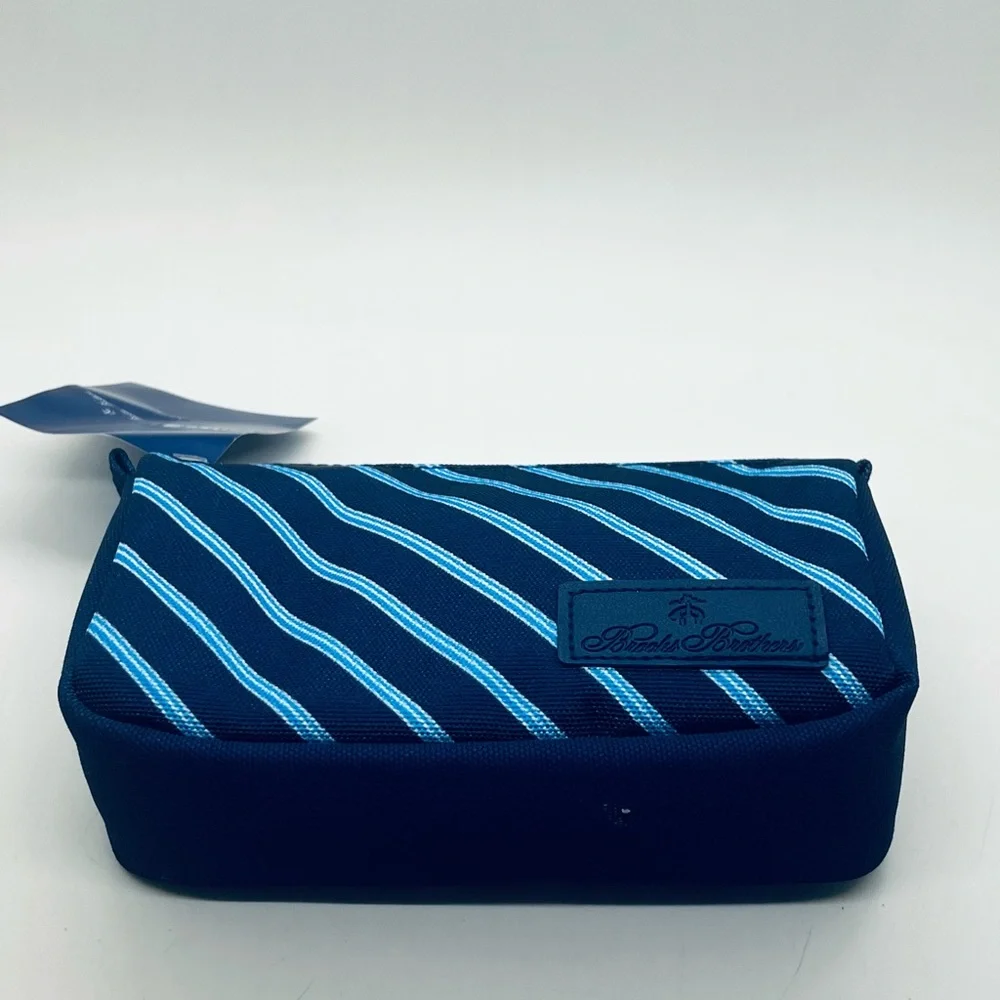 NWT Brooks Brothers Amenity Pouch Deluxe Grooming Kit Blue/White Striped